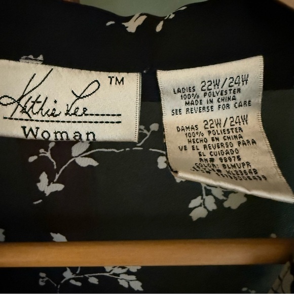 Vintage Kathie Lee Sheer Women’s Floral Blouse 3/4 Sleeve Button Front 22/24 - Picture 7 of 8